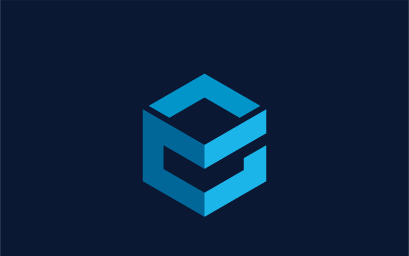 ecubic hexagon letter e logo template original