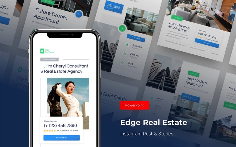 edge real estate instagram post and stories powerpoint template original