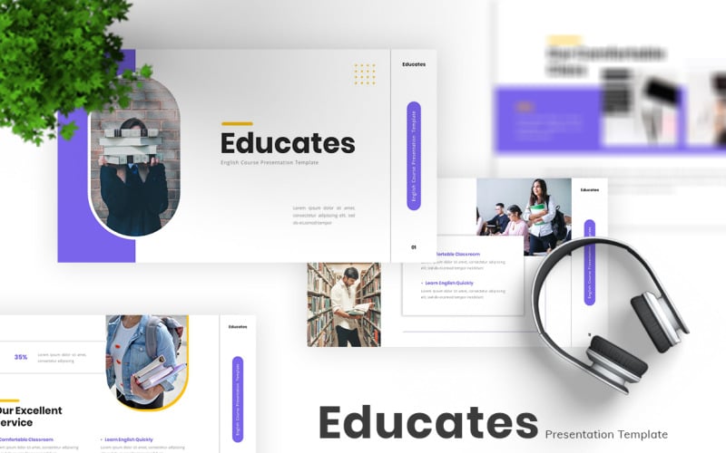 educates english course powerpoint template original