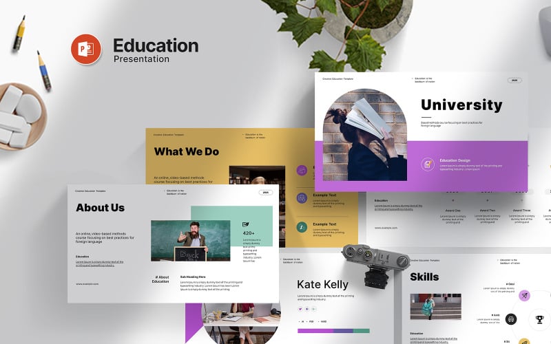 education digital presentation template original