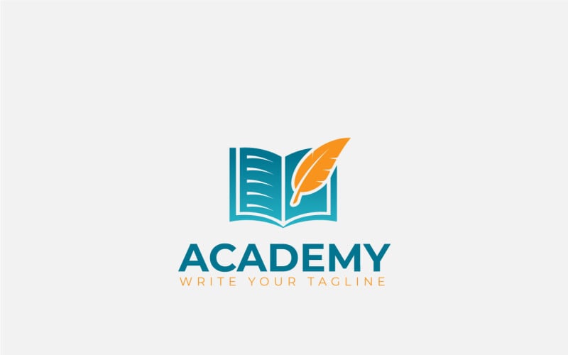 education logo design with book and feathers original