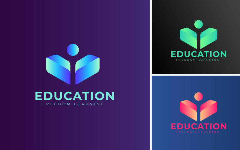 education logo design with gradient color modern style learning logo concept for books human original