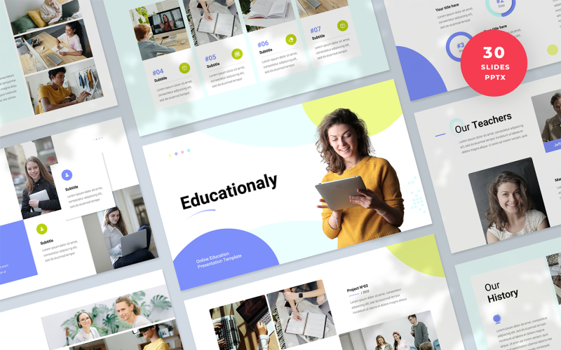 educationaly online education presentation powerpoint template original