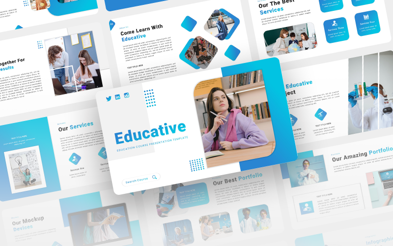 educative education course powerpoint template original