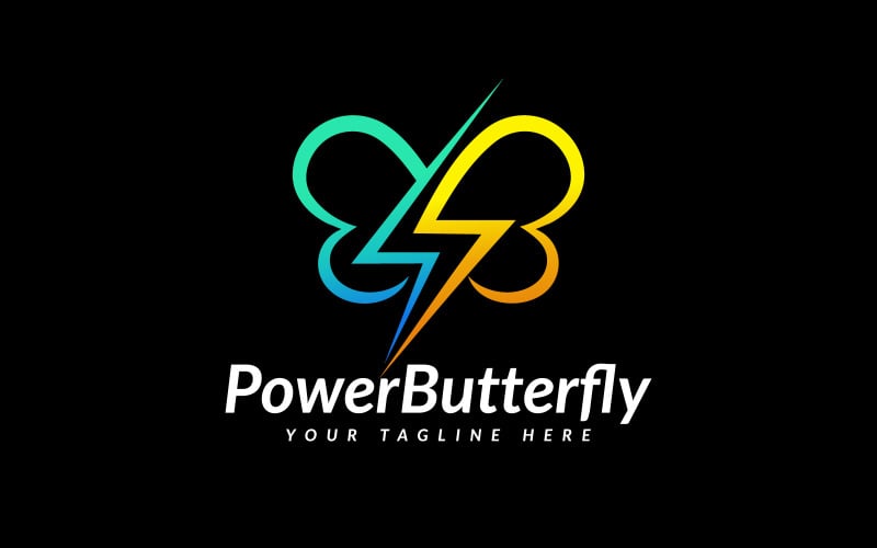 electric volt power flash butterfly logo design original