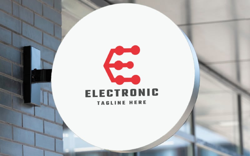 electronic letter e pro logo template original