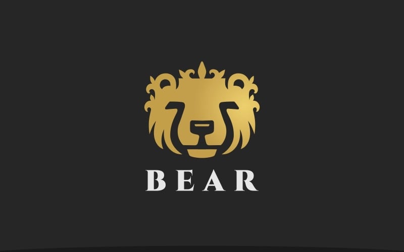elegant bear head logo template original