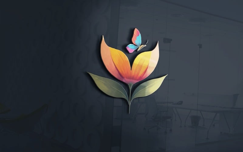 elegant flower shop with butterfly logo template original