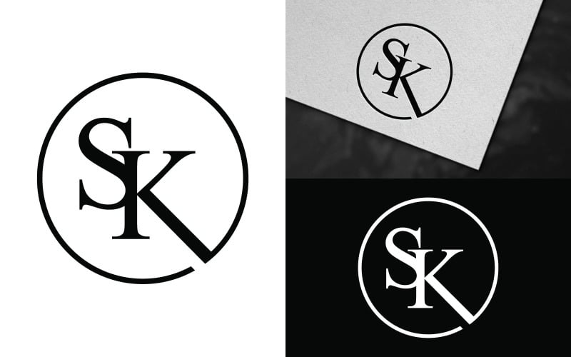 elegant sk letter logo template design original