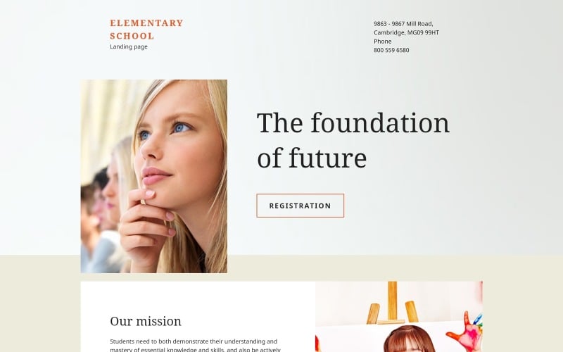 elementary school responsive landing page template original