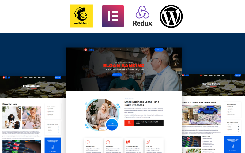 eloan banking loan and insurance elementor wordpress theme original