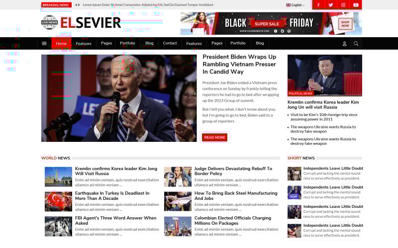 elsevier news portal and magazine joomla template original