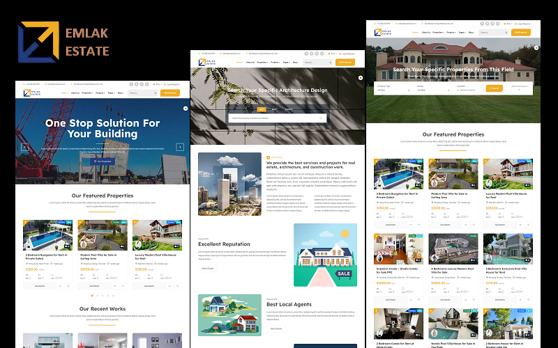 emlak real estate architecture and construction elementor multipurpose wordpress theme original