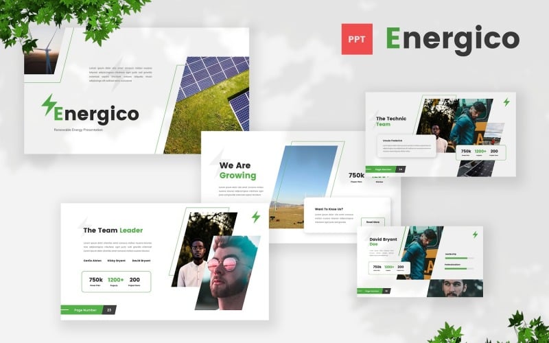 energico renewable energy powerpoint template original