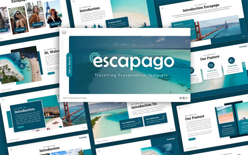 escapago travelling multipurpose powerpoint presentation template original