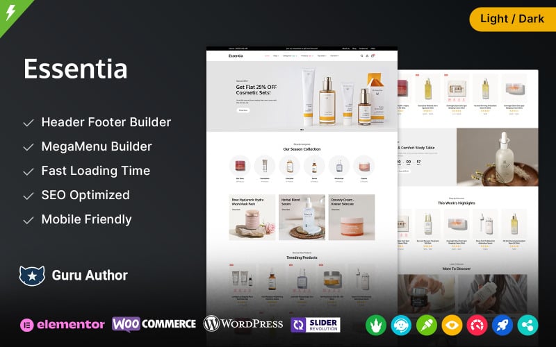 essentia cosmetic and perfume woocommerce fashion elementor theme original