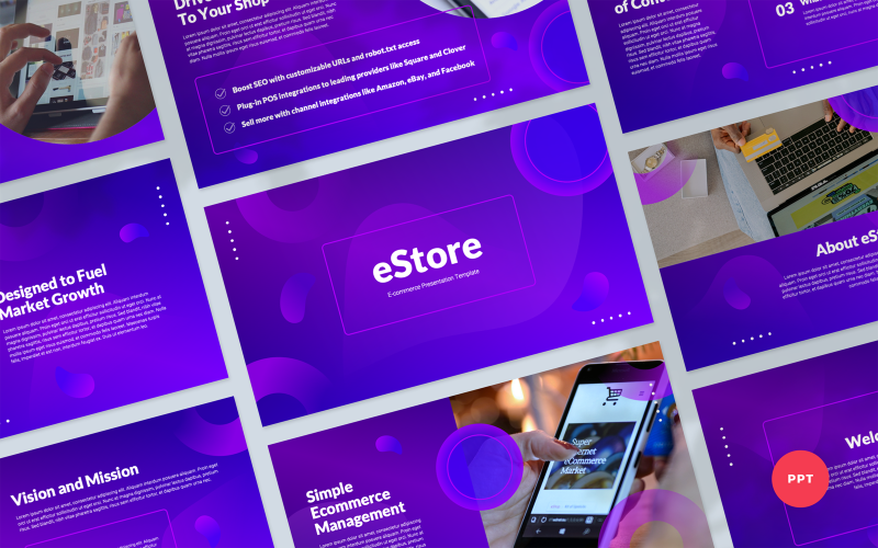 estore e commerce powerpoint presentation template original