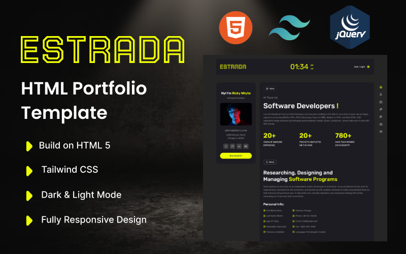 estrada one page creative portfolio html template original