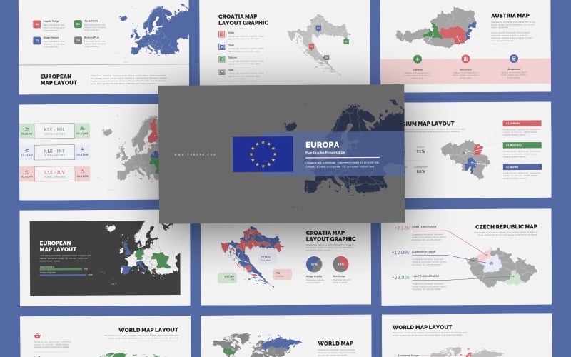 europe map clean vector infographic powerpoint template original