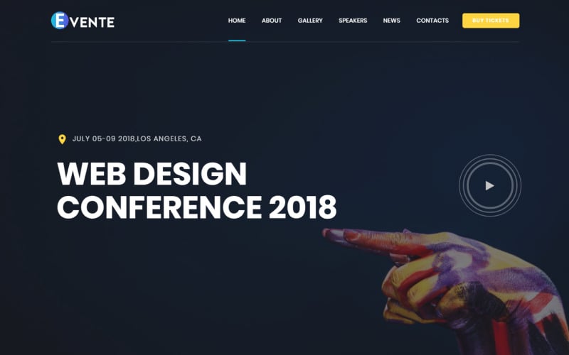 evente web design conference landing page template original