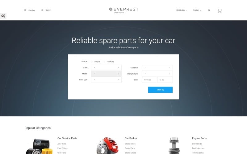 eveprest spare parts prestashop theme original