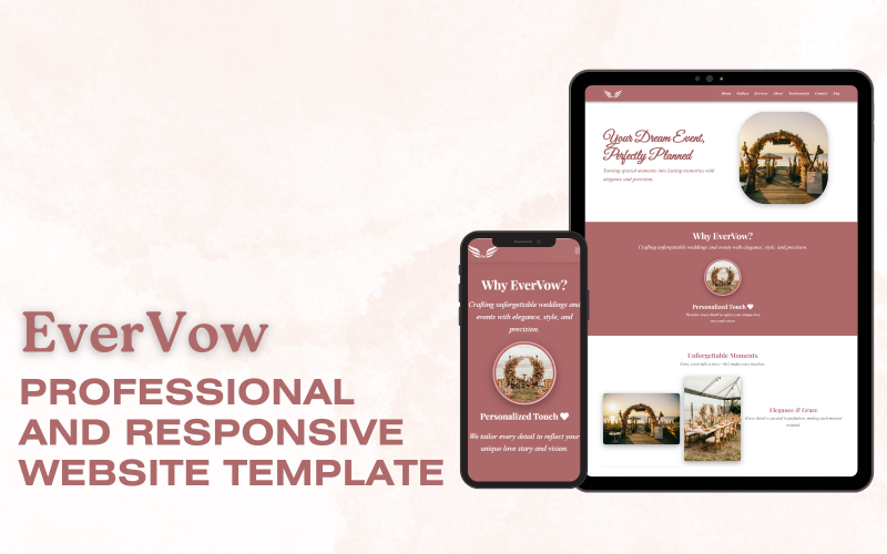 evervow event planner landing page template original