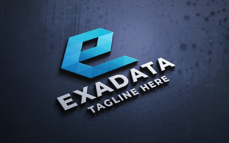 exa data letter e pro logo template original