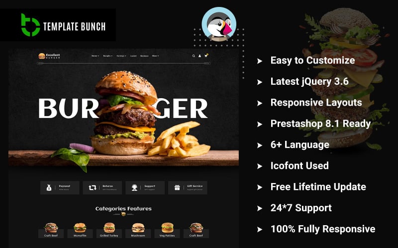 excellent burger responsive prestashop theme for ecommerce original