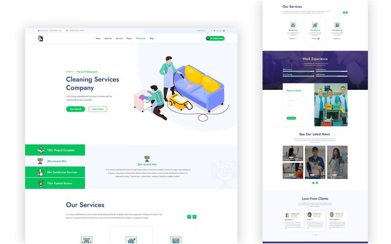 exclean cleaning services one page html template original