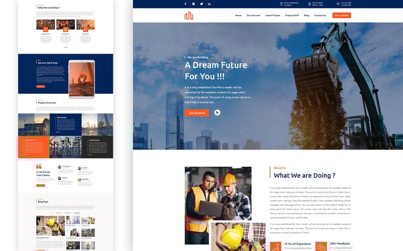 exconstex construction services html landing page template original