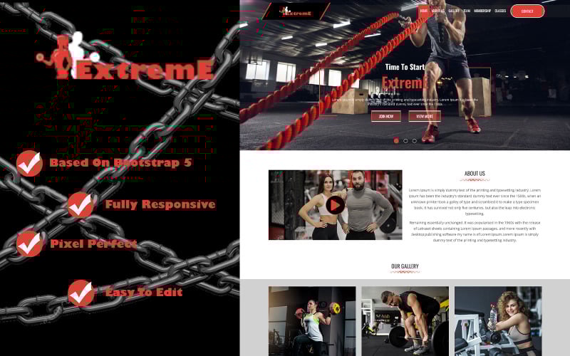 extreme gym and fitness yoga responsive studio landing page template original