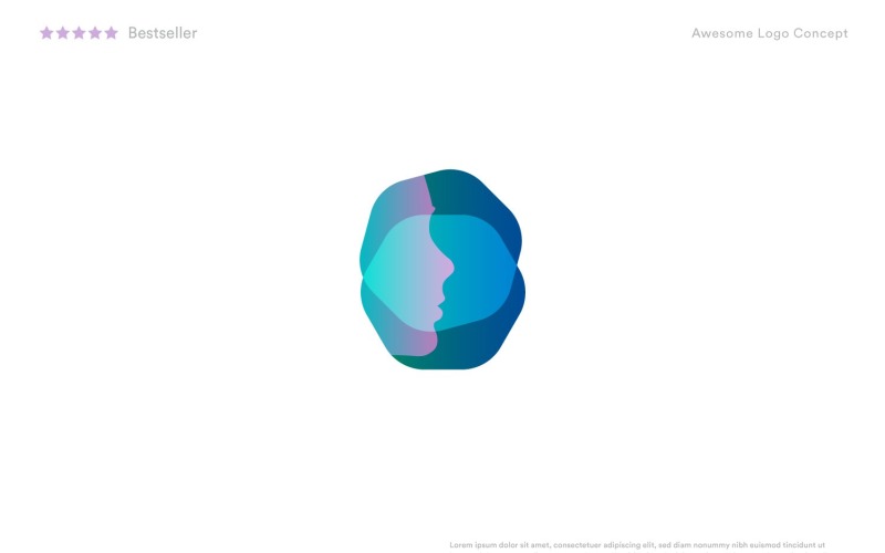 face logo template minimalistic design with overlay color effect original