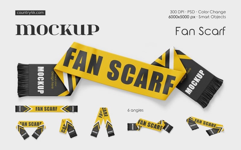 fan scarf mockup psd template original