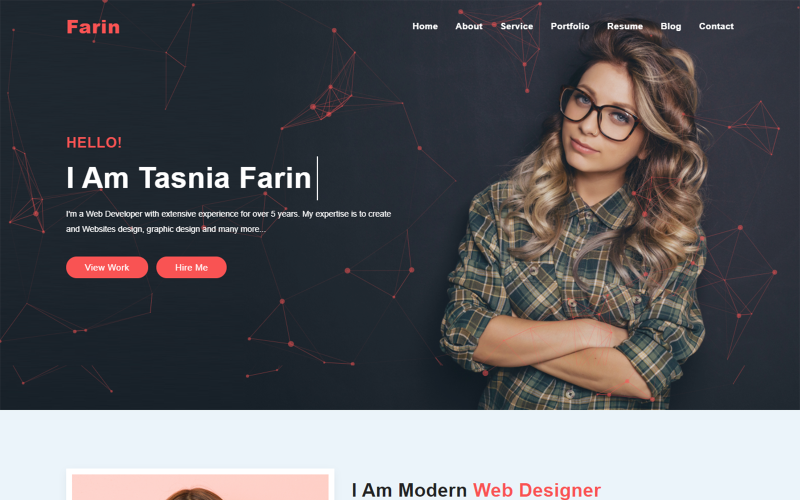 farin personal portfolio html landing page template original