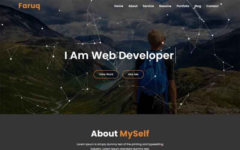 faruq personal portfolio html landing page template original