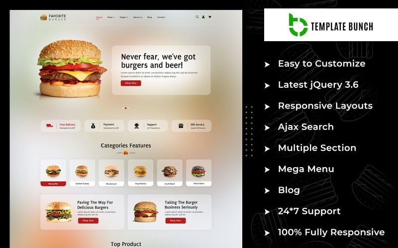 favorite burger responsive prestashop theme for ecommerce original