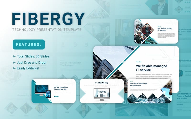 fibergy technology presentation powerpoint template original