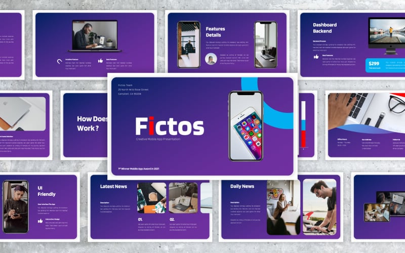 fictos mobile app proposal powerpoint presentation template original