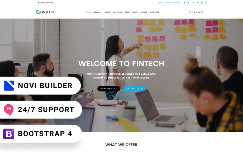 fintech novi builder financial planner landing page template original