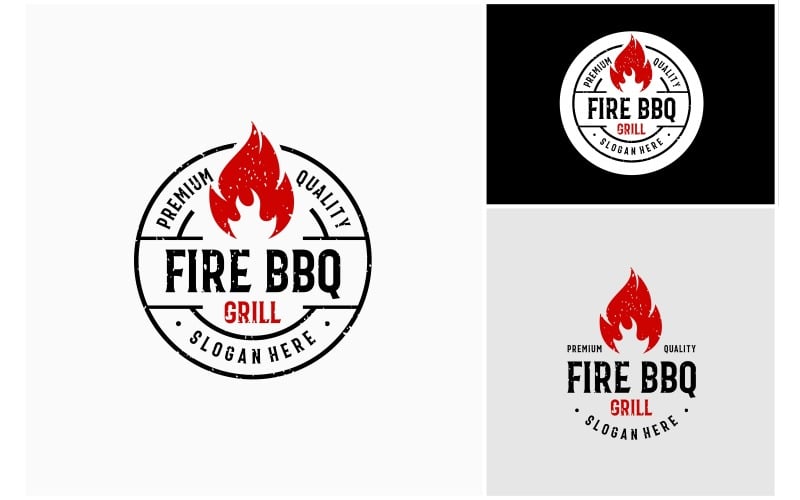 fire bbq grill rustic vintage logo original