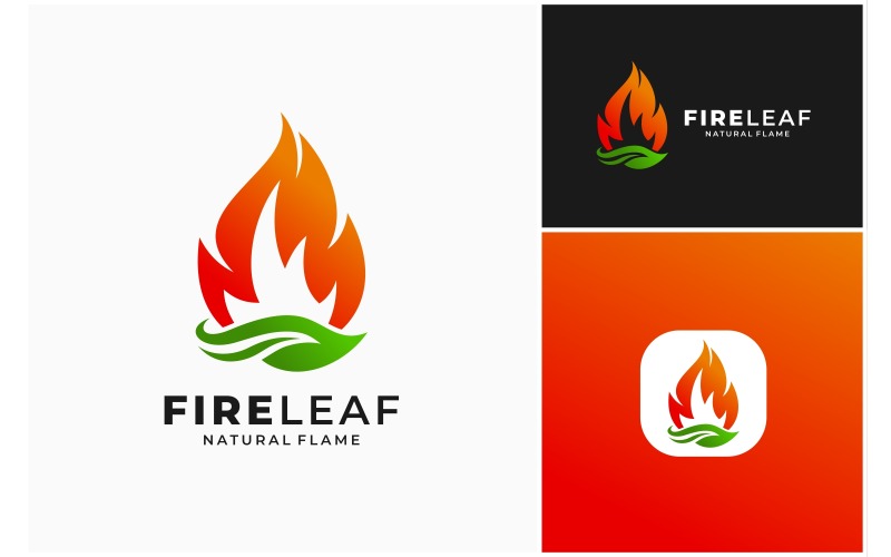 fire flame leaf green logo original