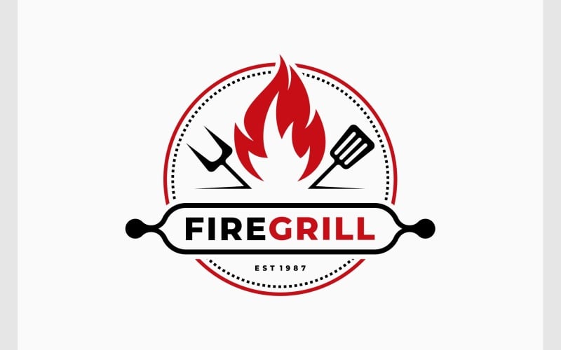 fire hot grill cook bbq logo original