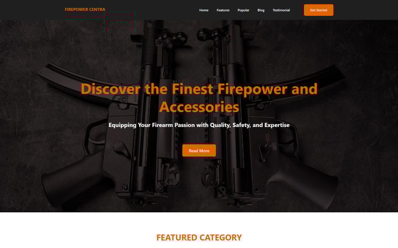 firepower centra premium gun shop landing page template original