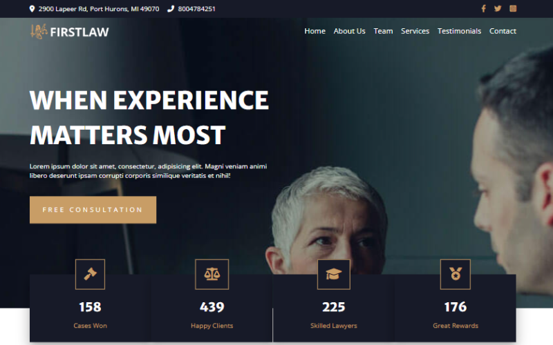 firstlaw law firm html landing page template original