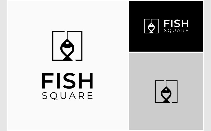 fish fishing square simple logo original