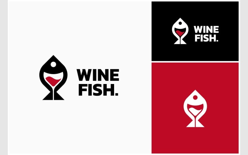 fish wine glass creative logo original