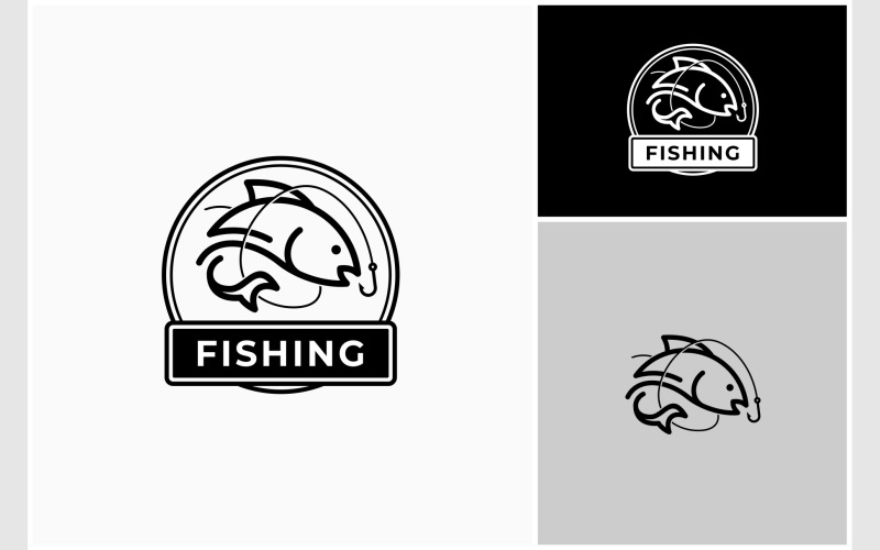 fishing circle stamp emblem logo original