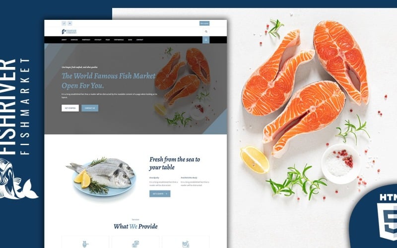 fishriver fish and seafood market landing page template original