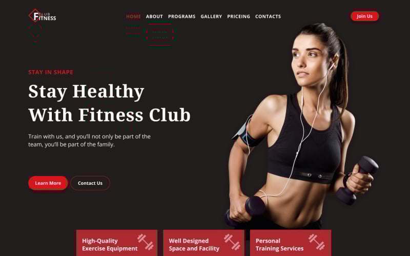 fitness club landing page template original