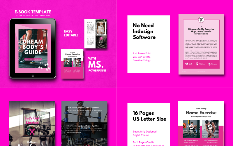 fitness girl ebook presentation powerpoint template original